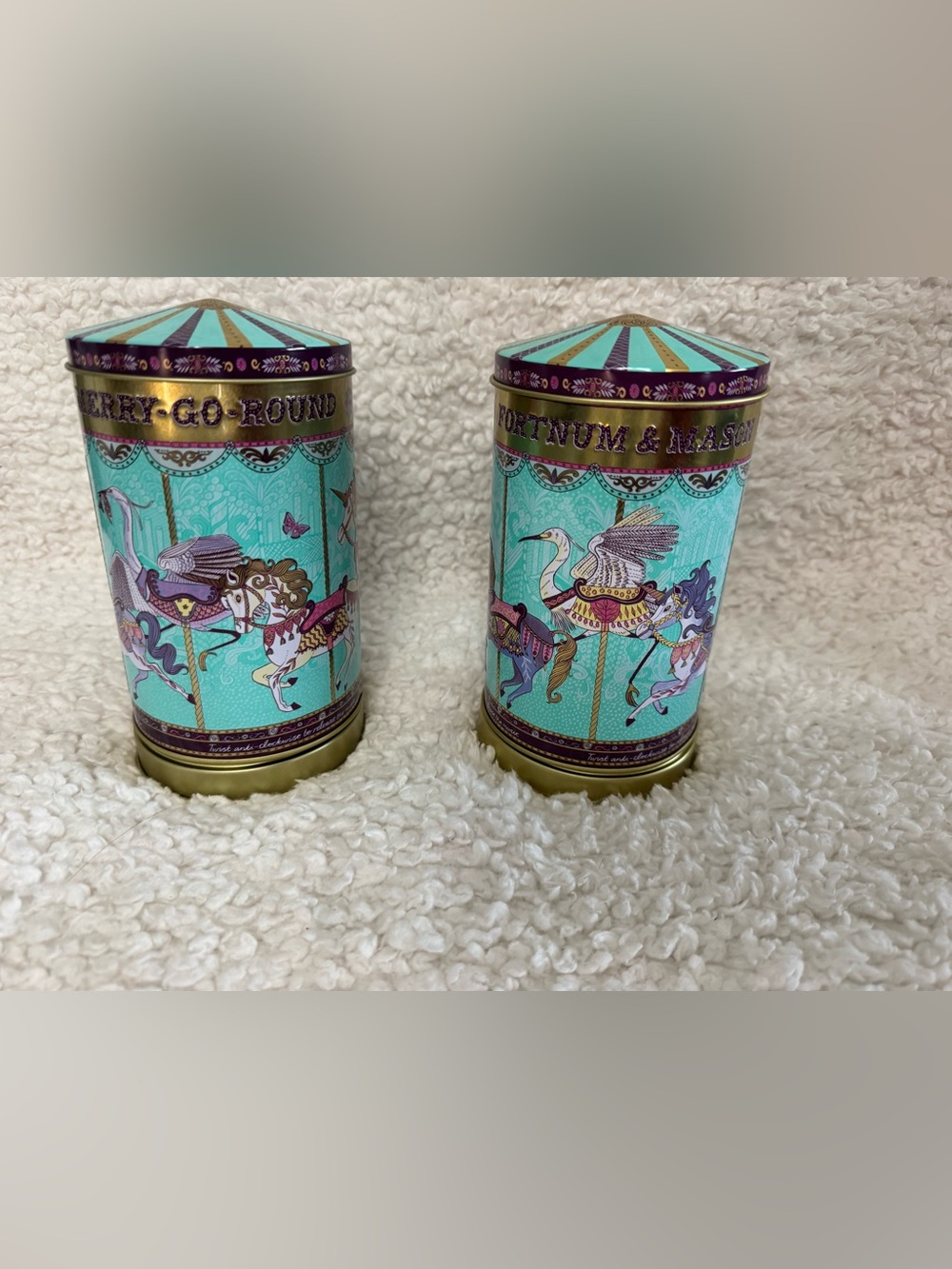 Two Fortnum & Mason Musical Carousel Print Decorative Tins